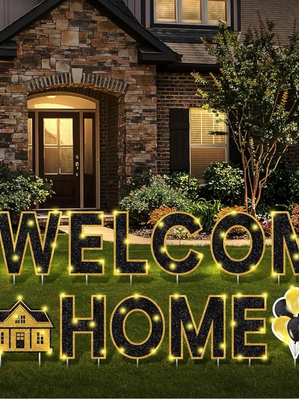 Yerliker 14 Pcs Welcome Home Yard Sign with Stakes LED Light 12.6" Welcome Home